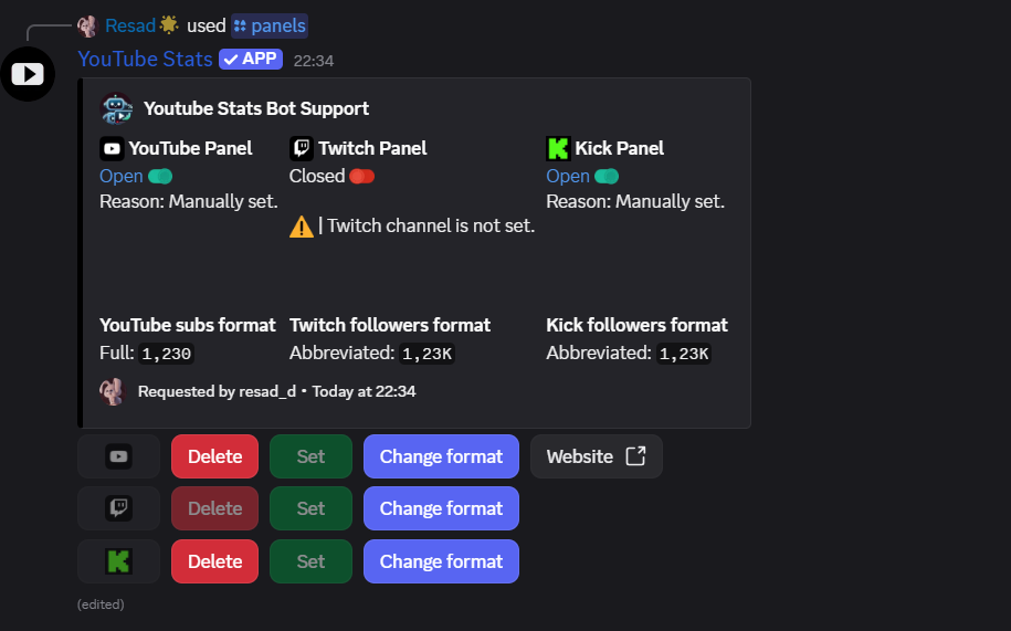 Panels command